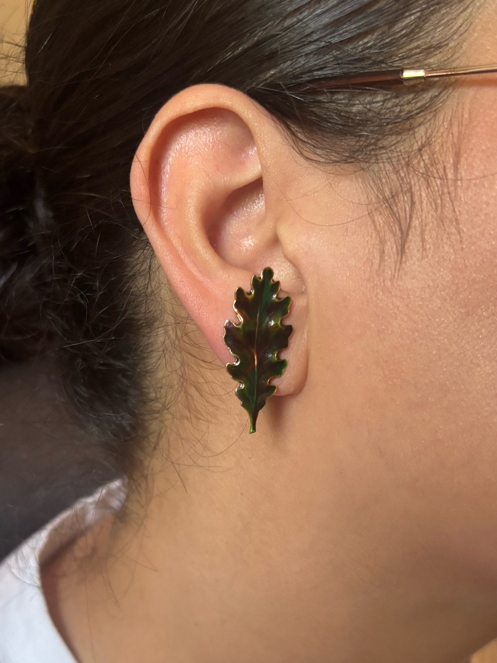 Green Leaf vintage clip-on Earrings